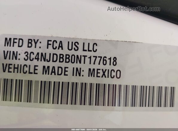 3C4NJDBB0NT177618 2022 JEEP COMPASS White Вид підкапотного простору