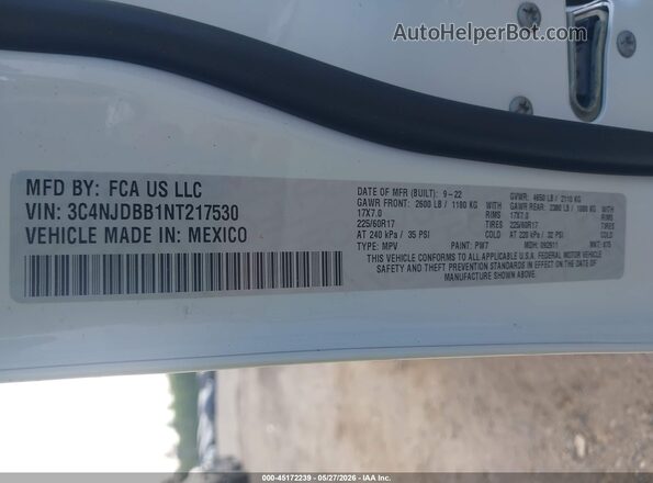 3C4NJDBB1NT217530 2022 JEEP COMPASS White Widok komory silnika