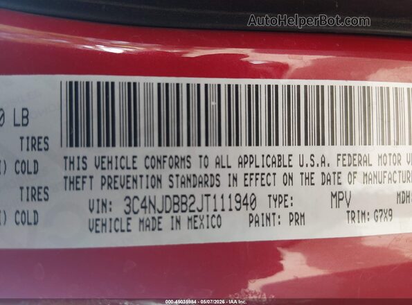 3C4NJDBB2JT111940 2018 JEEP COMPASS Red 