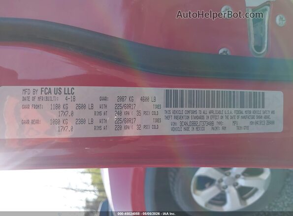 3C4NJDBB2JT373408 2018 JEEP COMPASS Red Vista del compartimento del motor
