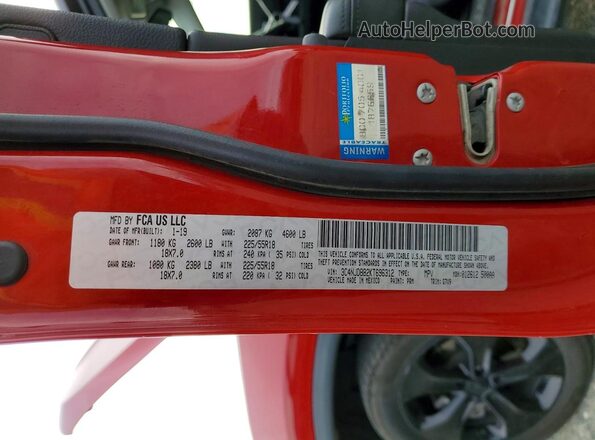 3C4NJDBB2KT696312 2019 JEEP COMPASS Red სალონის 360-გრადუსიანი ხედი