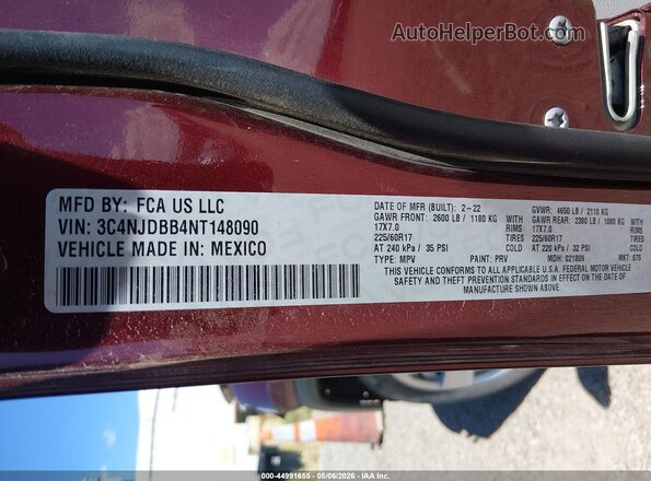 3C4NJDBB4NT148090 2022 JEEP COMPASS Maroon 