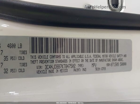 3C4NJDBB7KT847502 2019 JEEP COMPASS White Vista del compartimento del motor