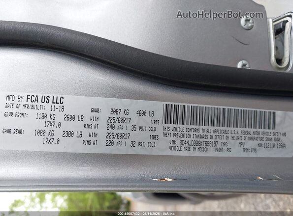 3C4NJDBB8KT659197 2019 JEEP COMPASS Gray Շարժիչի բաժամունքի տեսք