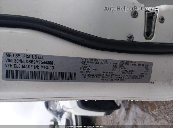 3C4NJDBB9MT544806 2021 JEEP COMPASS White ძრავის განყოფილების ხედი