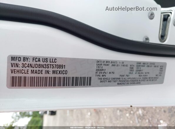 3C4NJDBN3ST570891 2025 JEEP COMPASS White Engine compartment view