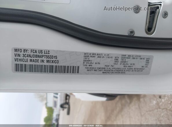 3C4NJDBN4PT553315 2023 JEEP COMPASS White Вид підкапотного простору