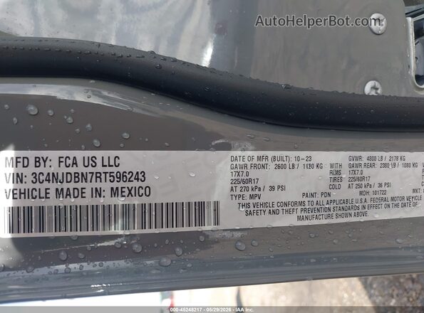 3C4NJDBN7RT596243 2024 JEEP COMPASS Gray Շարժիչի բաժամունքի տեսք