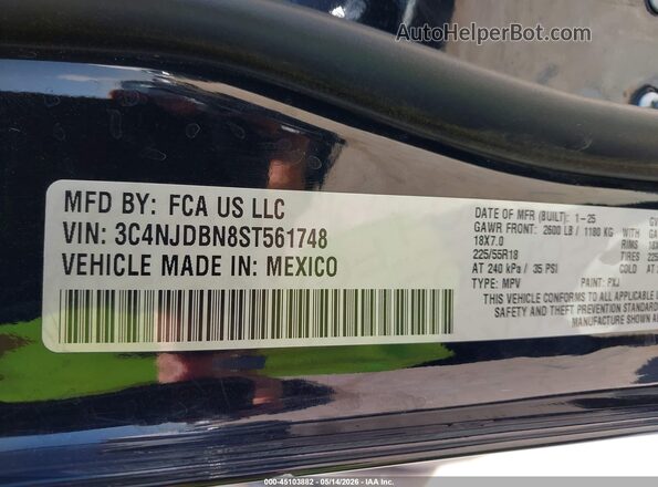 3C4NJDBN8ST561748 2025 JEEP COMPASS Black Вид підкапотного простору