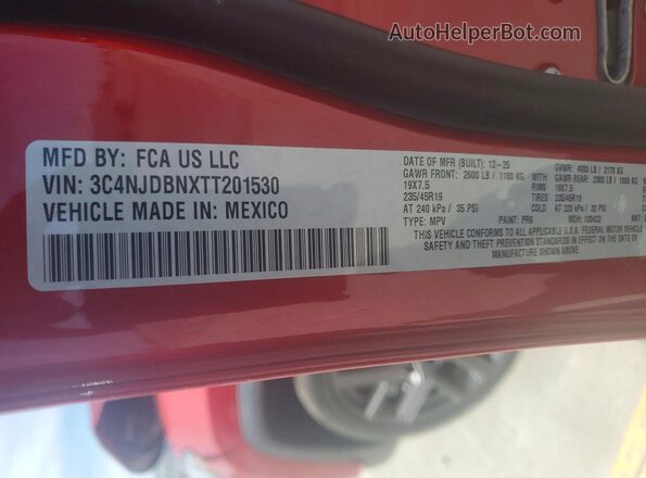 3C4NJDBNXTT201530 2026 JEEP COMPASS Red Вид наклейки з VIN-кодом