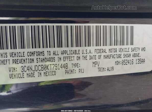 3C4NJDCB0KT791448 2019 JEEP COMPASS Черный Вид подкапотного пространства