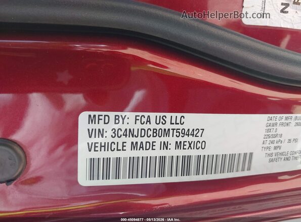 3C4NJDCB0MT594427 2021 JEEP COMPASS Purple Շարժիչի բաժամունքի տեսք