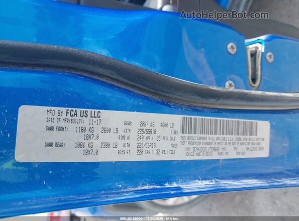 3C4NJDCB1JT230643 2018 JEEP COMPASS Синий Вид подкапотного пространства