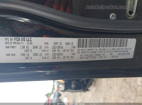 3C4NJDCB1LT233433 2020 JEEP COMPASS Black Vista del compartimento del motor