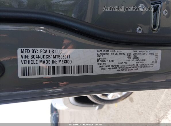 3C4NJDCB1MT506971 2021 JEEP COMPASS Gray Vista del compartimento del motor