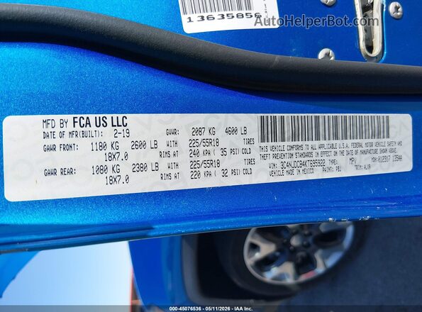 3C4NJDCB4KT695922 2019 JEEP COMPASS Blue 