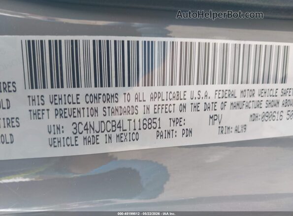 3C4NJDCB4LT116851 2020 JEEP COMPASS Gray Vista del compartimento del motor