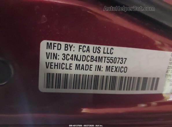 3C4NJDCB4MT550737 2021 JEEP COMPASS Burgundy ძრავის განყოფილების ხედი