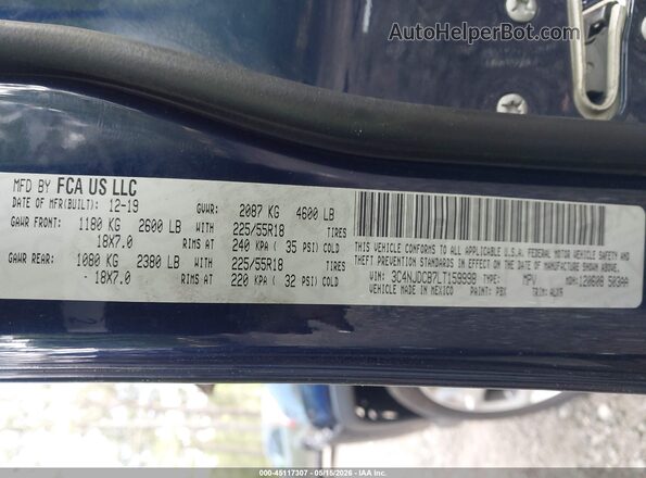 3C4NJDCB7LT159998 2020 JEEP COMPASS Dark Blue Engine compartment view