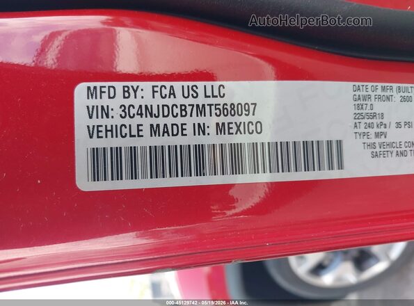 3C4NJDCB7MT568097 2021 JEEP COMPASS Red 
