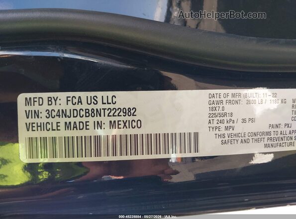 3C4NJDCB8NT222982 2022 JEEP COMPASS Black 