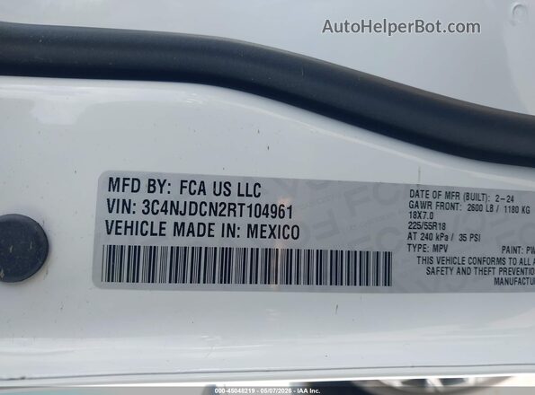 3C4NJDCN2RT104961 2024 JEEP COMPASS Белый Вид подкапотного пространства