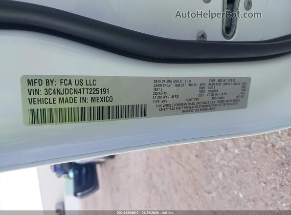 3C4NJDCN4TT225191 2026 JEEP COMPASS Белый Вид подкапотного пространства