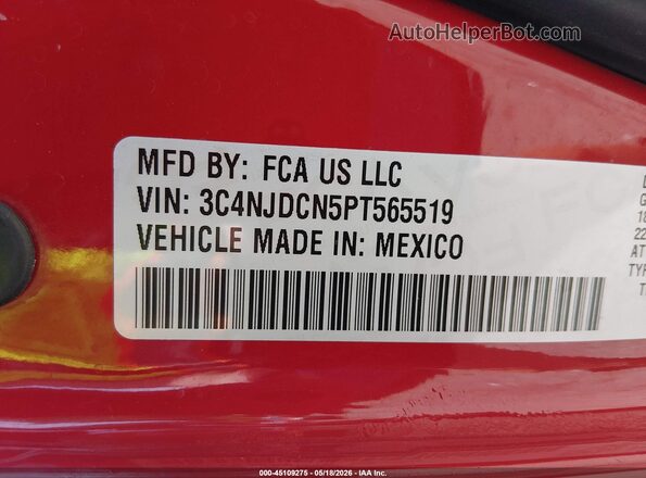 3C4NJDCN5PT565519 2023 JEEP COMPASS Red Вид підкапотного простору