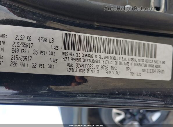 3C4NJDDB0JT210740 2018 JEEP COMPASS Black ძრავის განყოფილების ხედი
