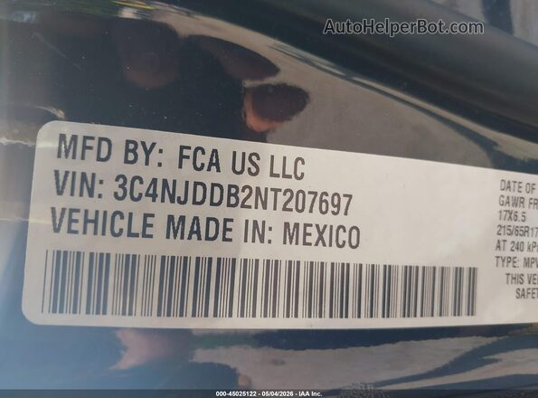 3C4NJDDB2NT207697 2022 JEEP COMPASS Black Vista del compartimento del motor