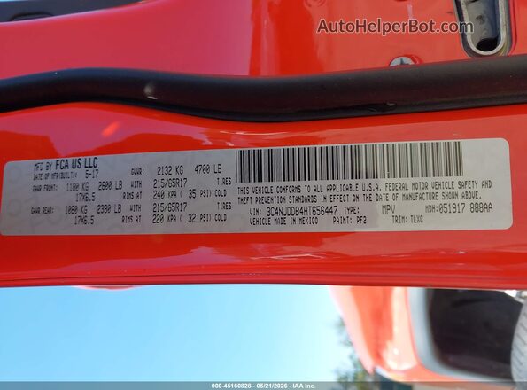 3C4NJDDB4HT656447 2017 JEEP NEW COMPASS Orange Vista del compartimento del motor