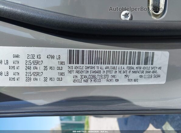 3C4NJDDB6LT151373 2020 JEEP COMPASS Gray 