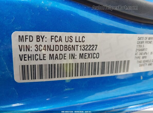 3C4NJDDB6NT132227 2022 JEEP COMPASS Синий Вид подкапотного пространства