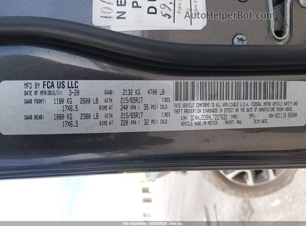 3C4NJDDBXLT227631 2020 JEEP COMPASS Gray ძრავის განყოფილების ხედი