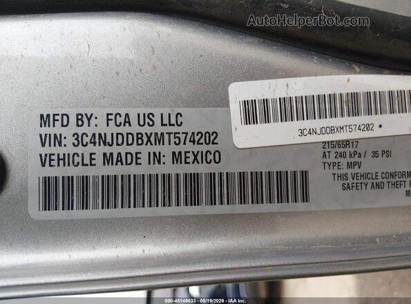 3C4NJDDBXMT574202 2021 JEEP COMPASS Gray 