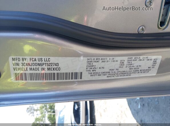 3C4NJDDN6PT522743 2023 JEEP COMPASS Silver Вид підкапотного простору