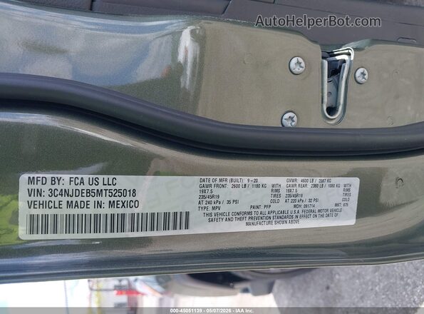 3C4NJDEB5MT525018 2021 JEEP COMPASS Зеленый Вид подкапотного пространства