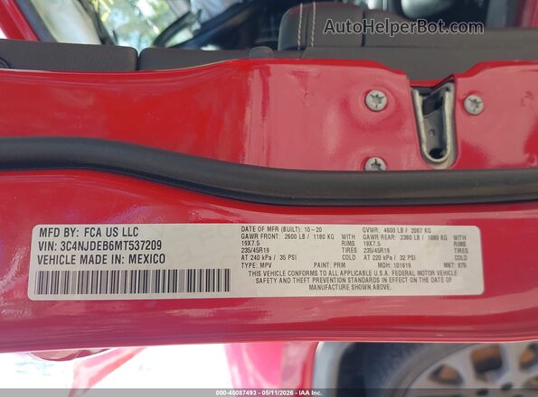 3C4NJDEB6MT537209 2021 JEEP COMPASS Red ძრავის განყოფილების ხედი