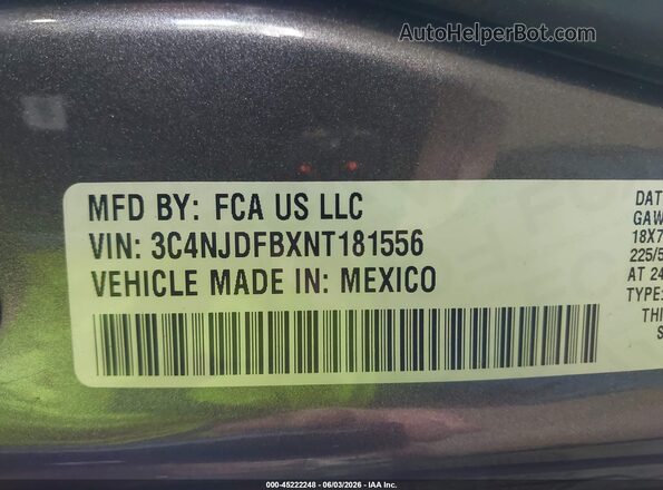 3C4NJDFBXNT181556 2022 JEEP COMPASS Gray Вид підкапотного простору