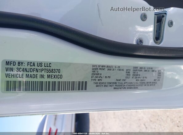 3C4NJDFN1PT558370 2023 JEEP COMPASS White Շարժիչի բաժամունքի տեսք