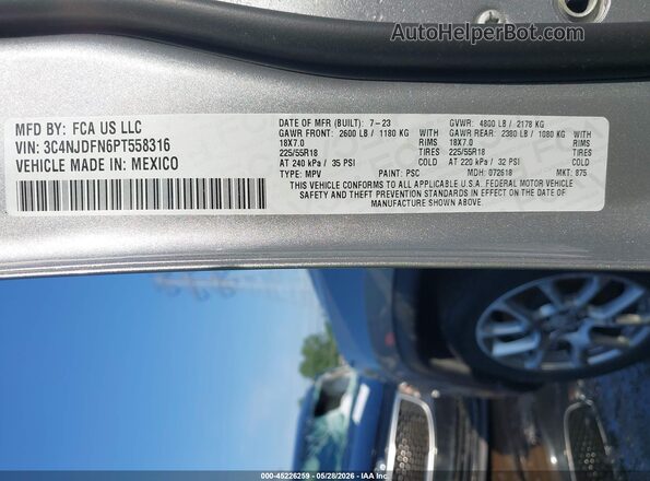 3C4NJDFN6PT558316 2023 JEEP COMPASS Gray Widok komory silnika