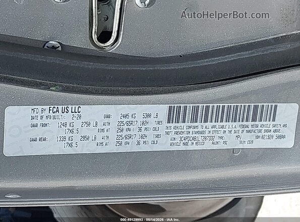 3C4PDCAB1LT207332 2020 DODGE JOURNEY Silver 