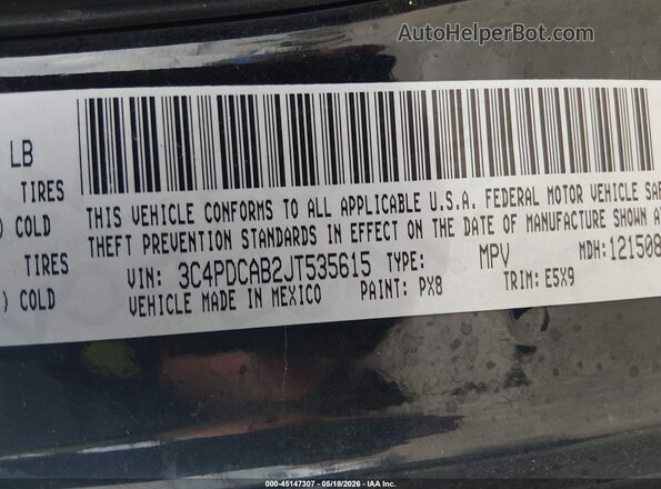 3C4PDCAB2JT535615 2018 DODGE JOURNEY Black Engine compartment view