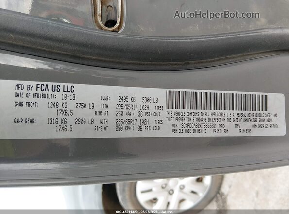 3C4PDCAB2KT865532 2019 DODGE JOURNEY Gray ძრავის განყოფილების ხედი
