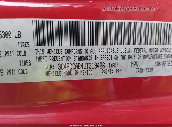 3C4PDCAB4JT319426 2018 DODGE JOURNEY Red Engine compartment view