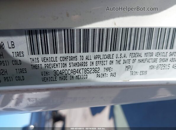 3C4PDCAB4KT852362 2019 DODGE JOURNEY White Շարժիչի բաժամունքի տեսք