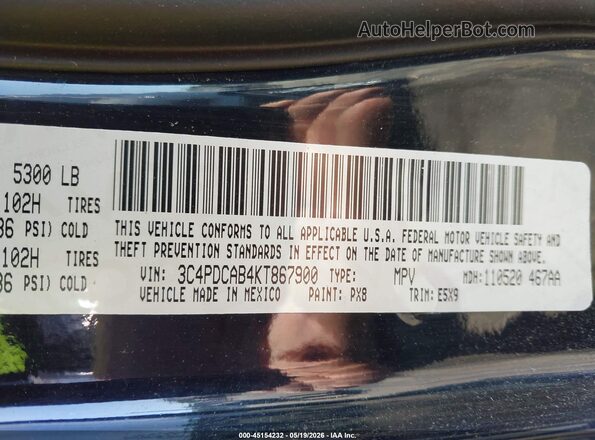 3C4PDCAB4KT867900 2019 DODGE JOURNEY Black 