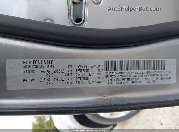 3C4PDCAB6HT560107 2017 DODGE JOURNEY Серебряный Вид подкапотного пространства