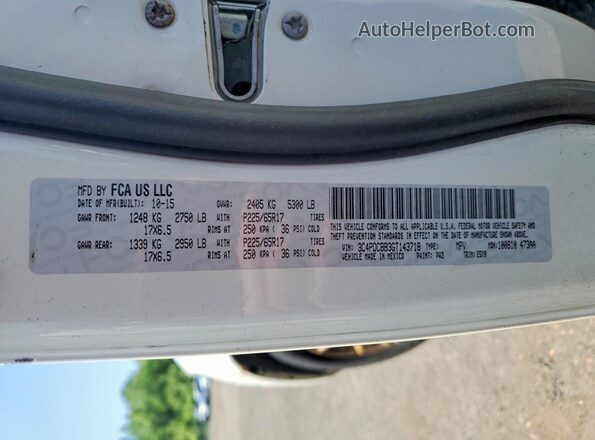 3C4PDCBB3GT143718 2016 DODGE JOURNEY White Vista de la etiqueta del VIN