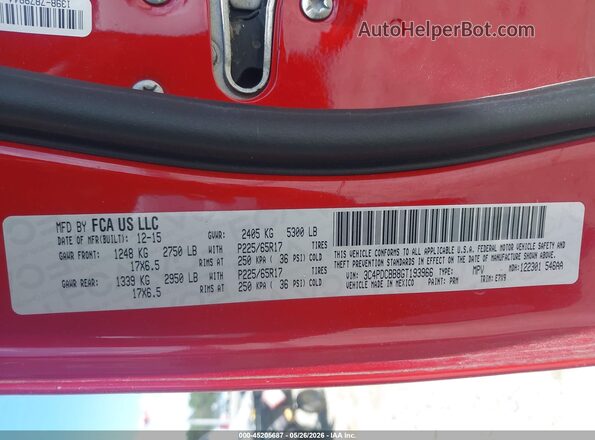 3C4PDCBB8GT193966 2016 DODGE JOURNEY Red 